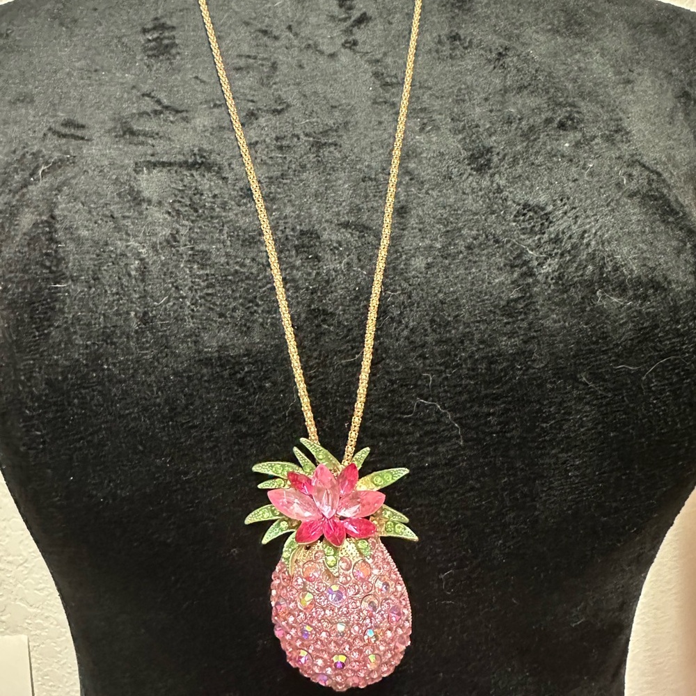 Betsy Johnson Pink and Gold Pineapple Pendant/ brooch